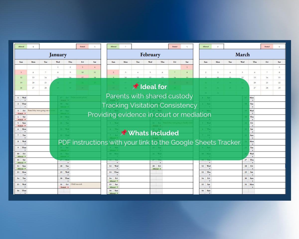 Visitation Tracker - Allowed vs Denied - Google Sheets