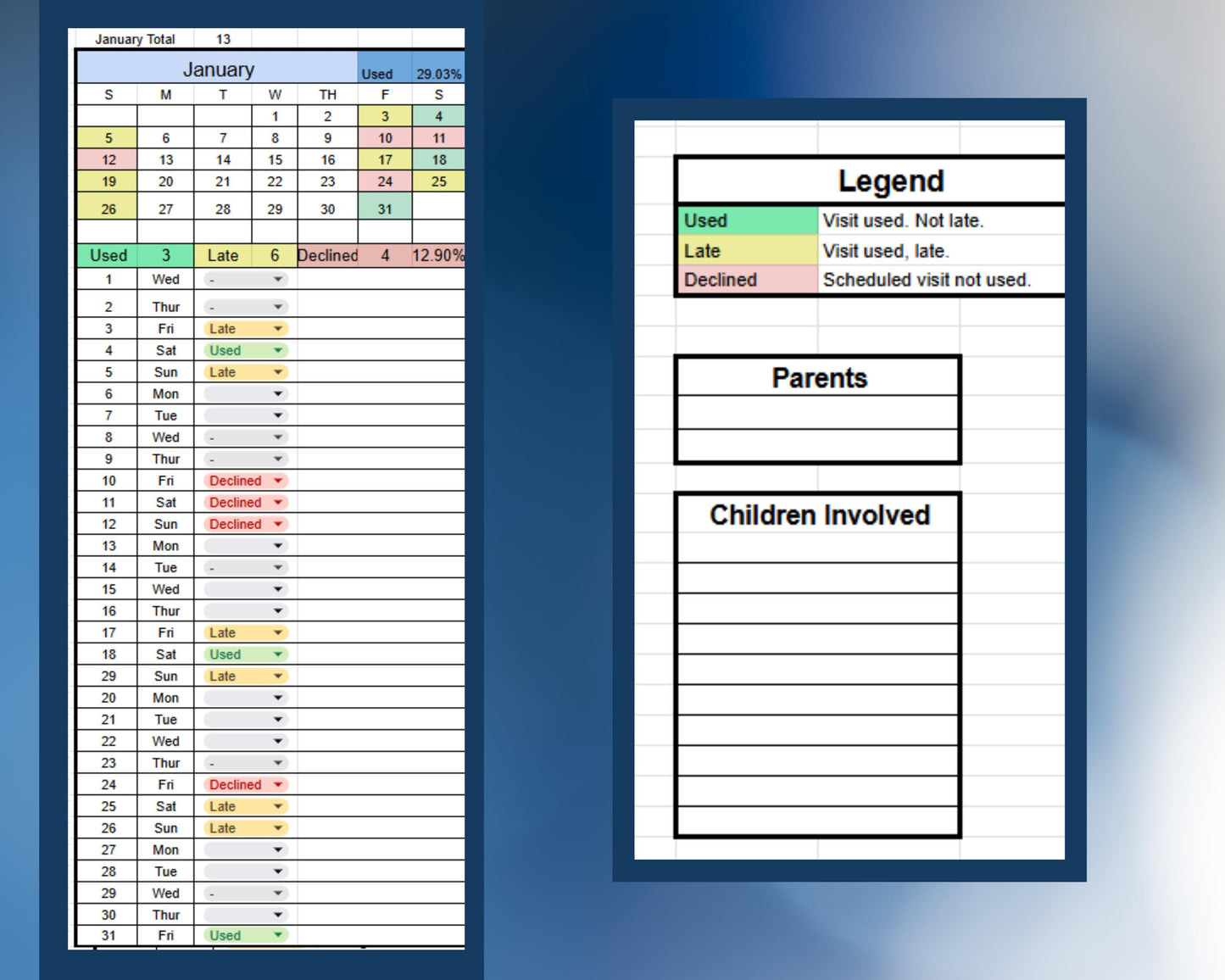 Court-Ready Co-Parenting Bundle | 2020-2026 Mega Tracker | Custody, Visitation, Contact, Support, Behavior & More (Google Sheets)