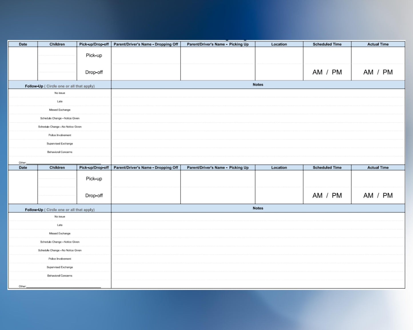 Court-Ready Co-Parenting Bundle | 2020-2026 Mega Tracker | Custody, Visitation, Contact, Support, Behavior & More (Google Sheets)