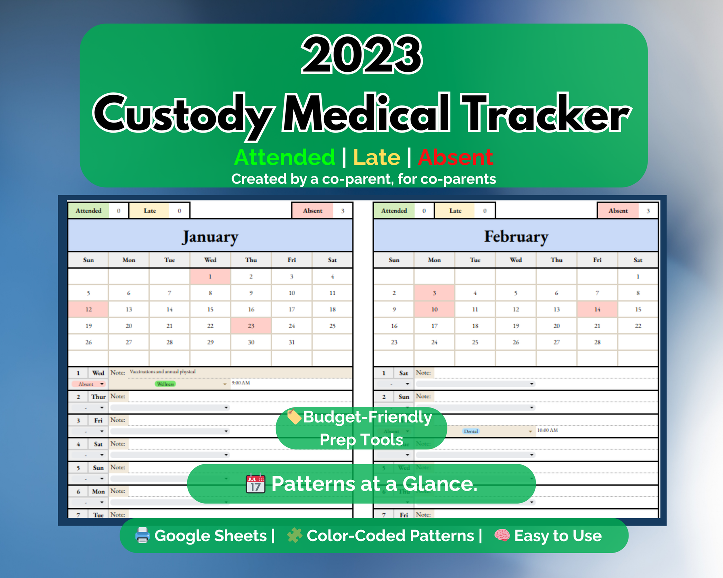 Custody Medical Appointment Tracker - Google Sheets
