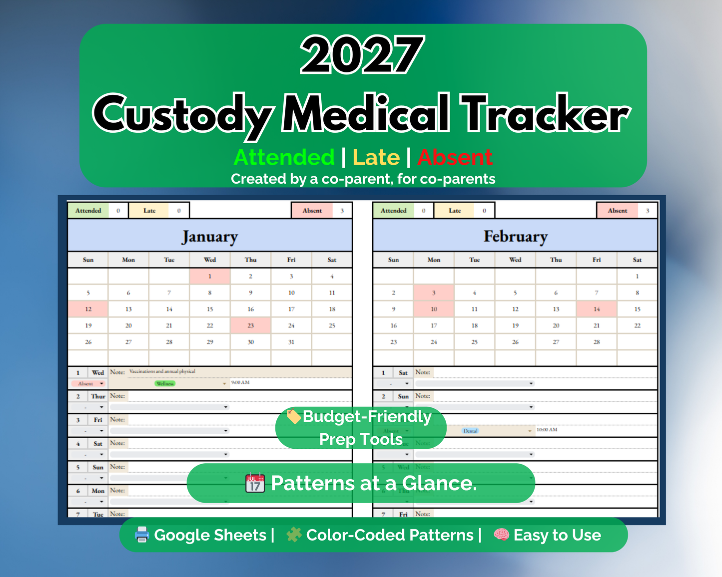 Custody Medical Appointment Tracker - Google Sheets