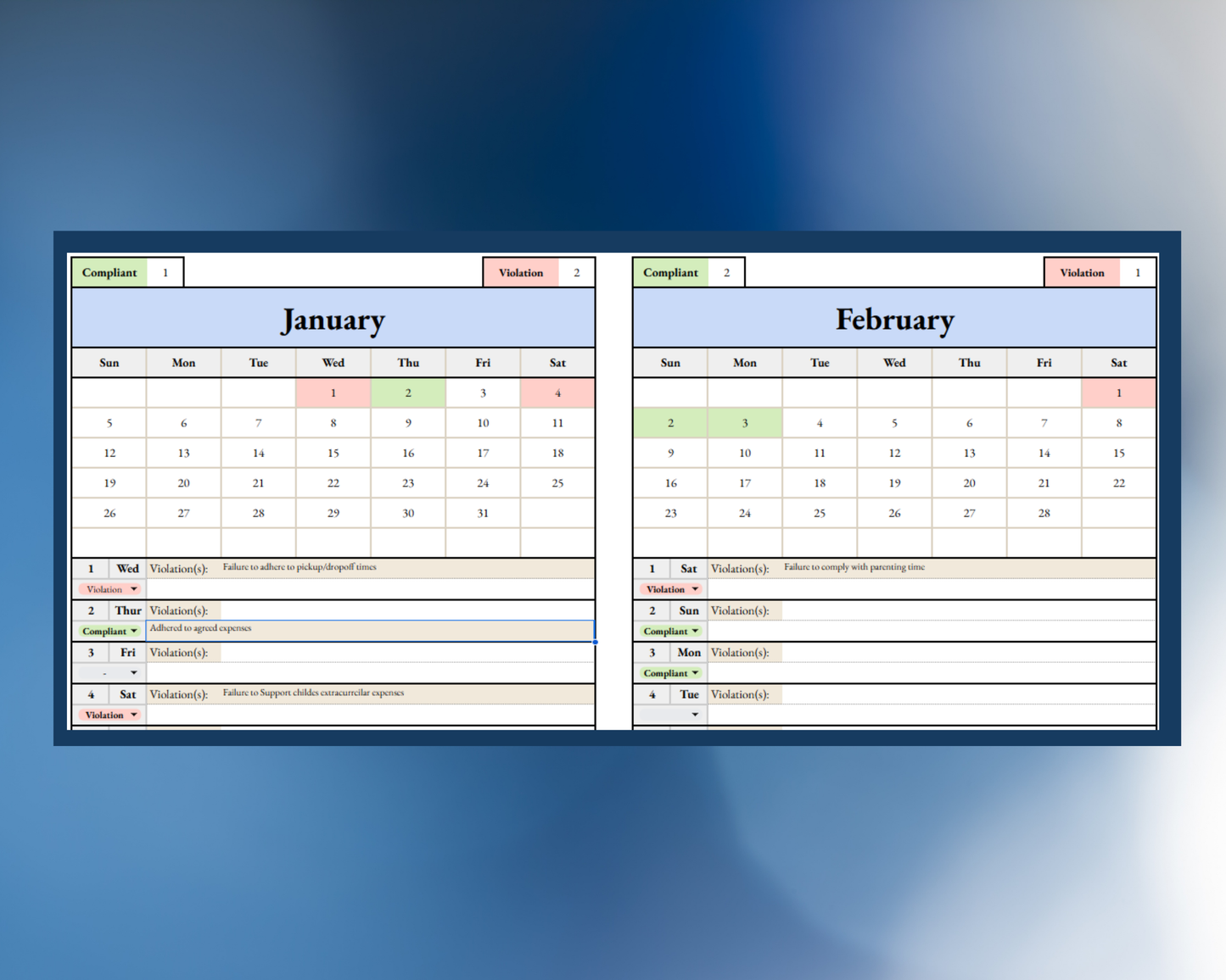 Court Order Compliance Tracker