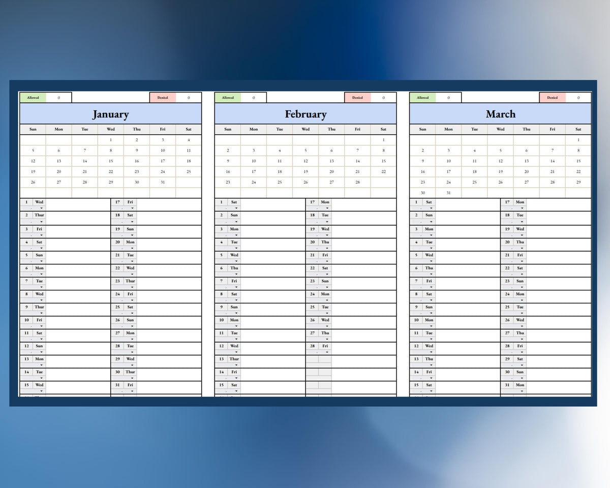 Visitation Tracker - Allowed vs Denied - Google Sheets