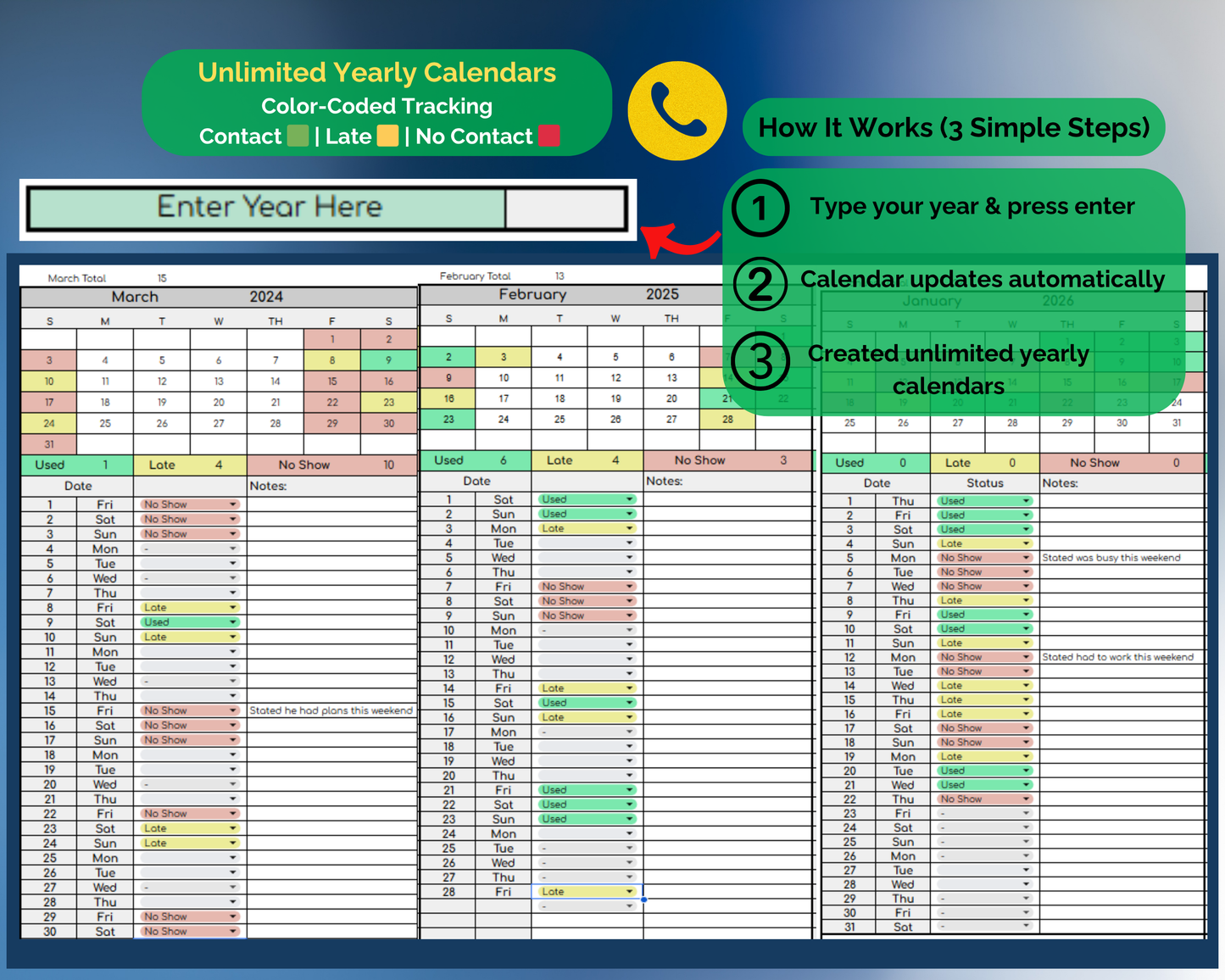 Custody Contact Tracker for Co-Parenting [Unlimited Use | Any Year] [Google Sheets]