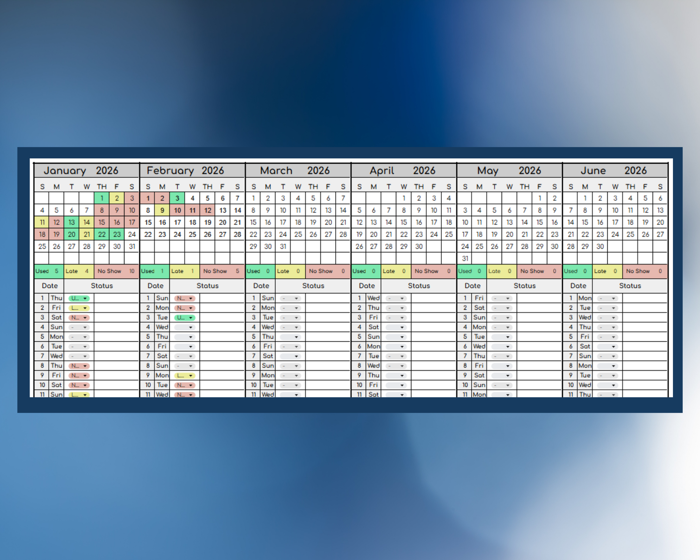 Mini Visitation Tracker for Co-Parenting | Visitation [Google Sheets] | MyColorCase