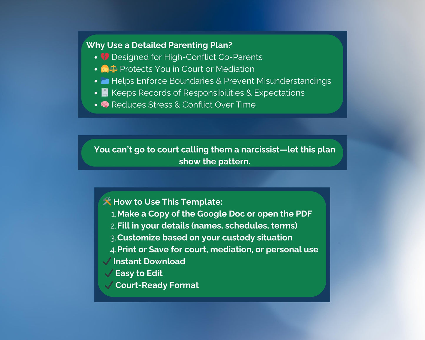 High-Conflict Parenting Plan Template