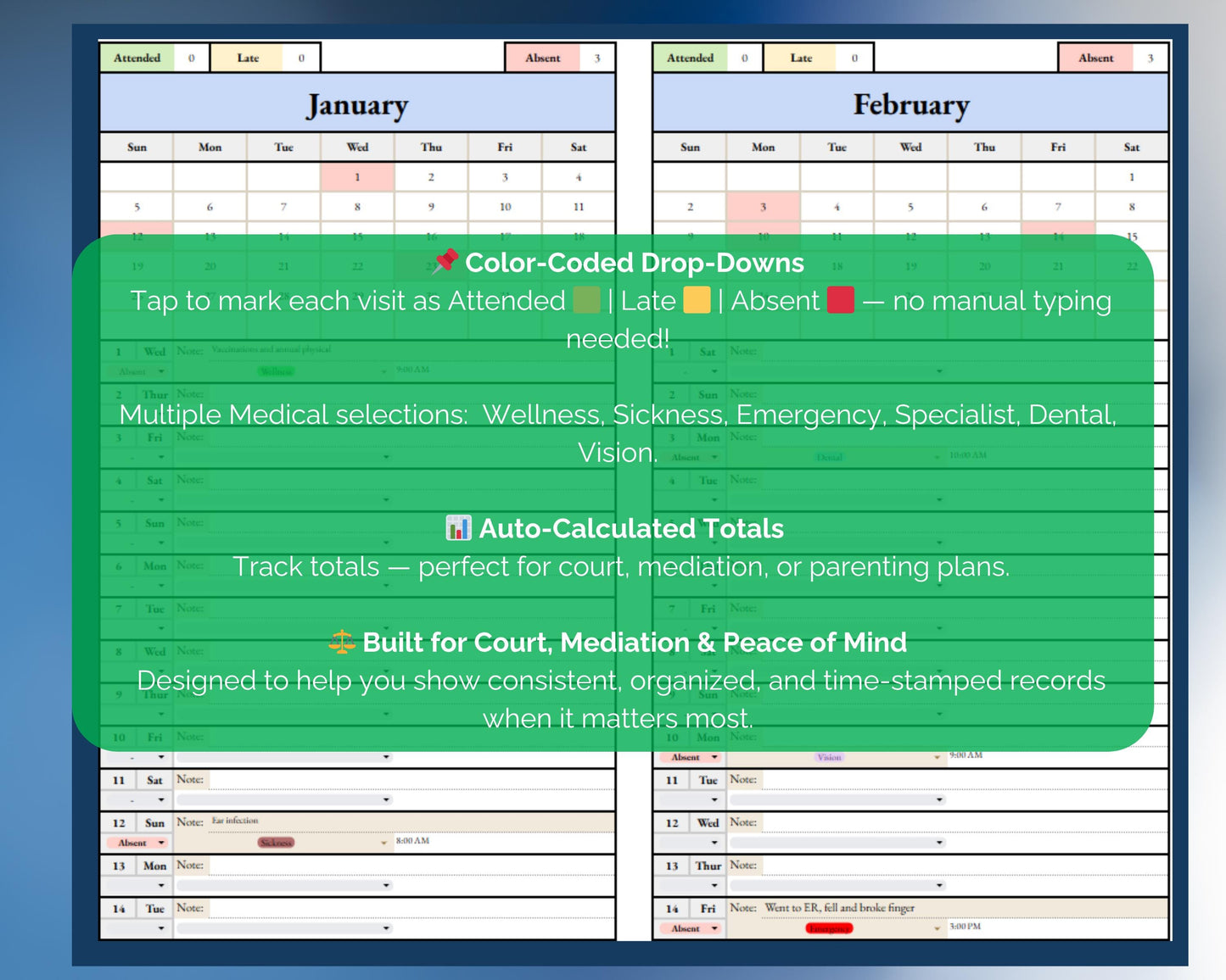 Custody Medical Appointment Tracker - Google Sheets