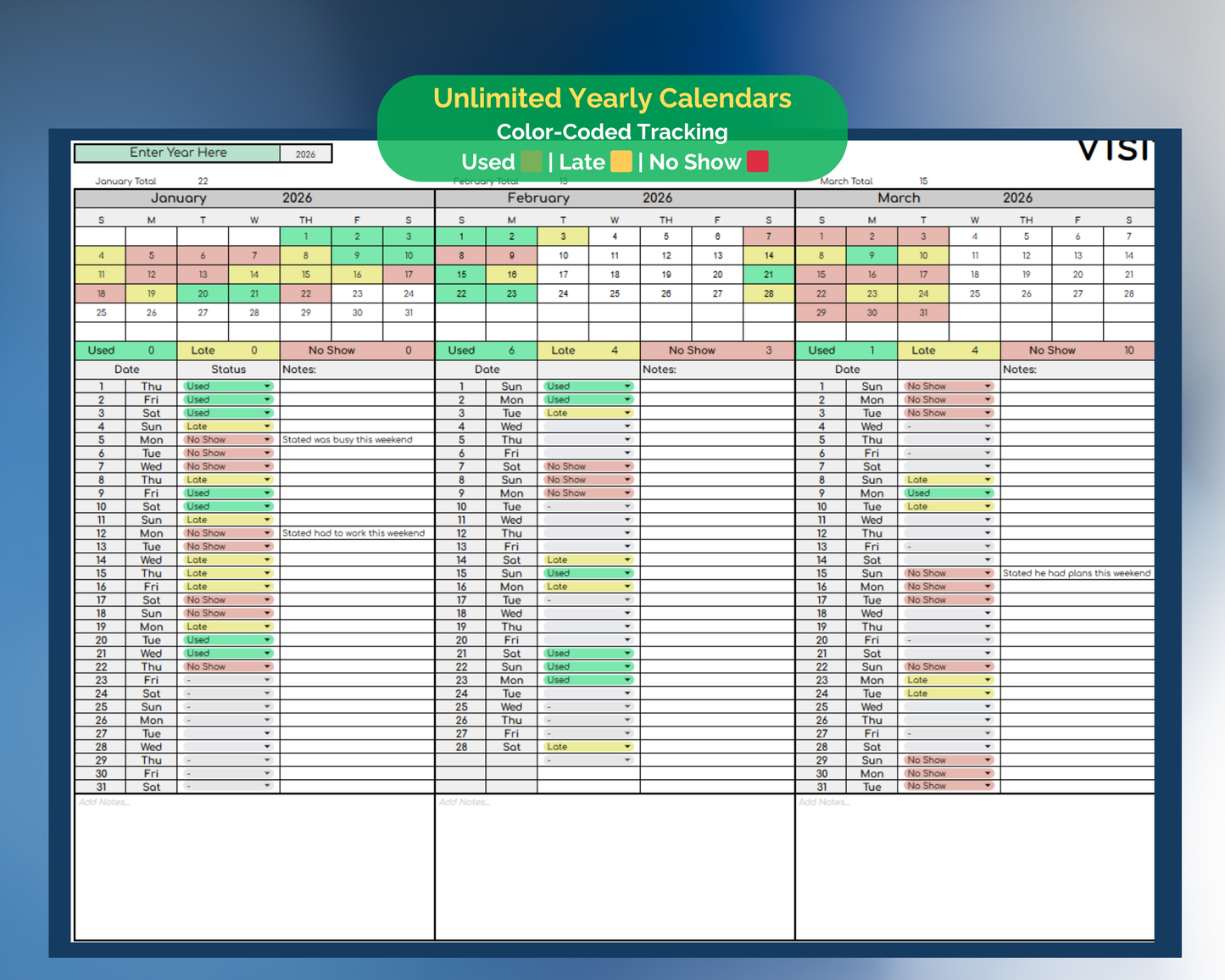 Custody Visitation Tracker for Co-Parenting [Unlimited Use | Any Year]