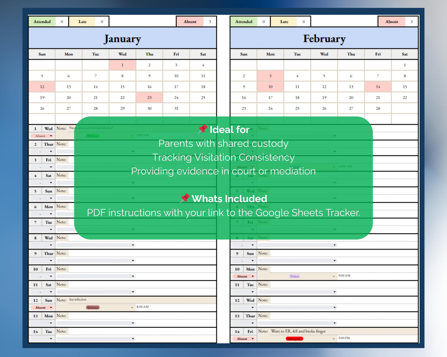 Custody Medical Appointment Tracker - Google Sheets