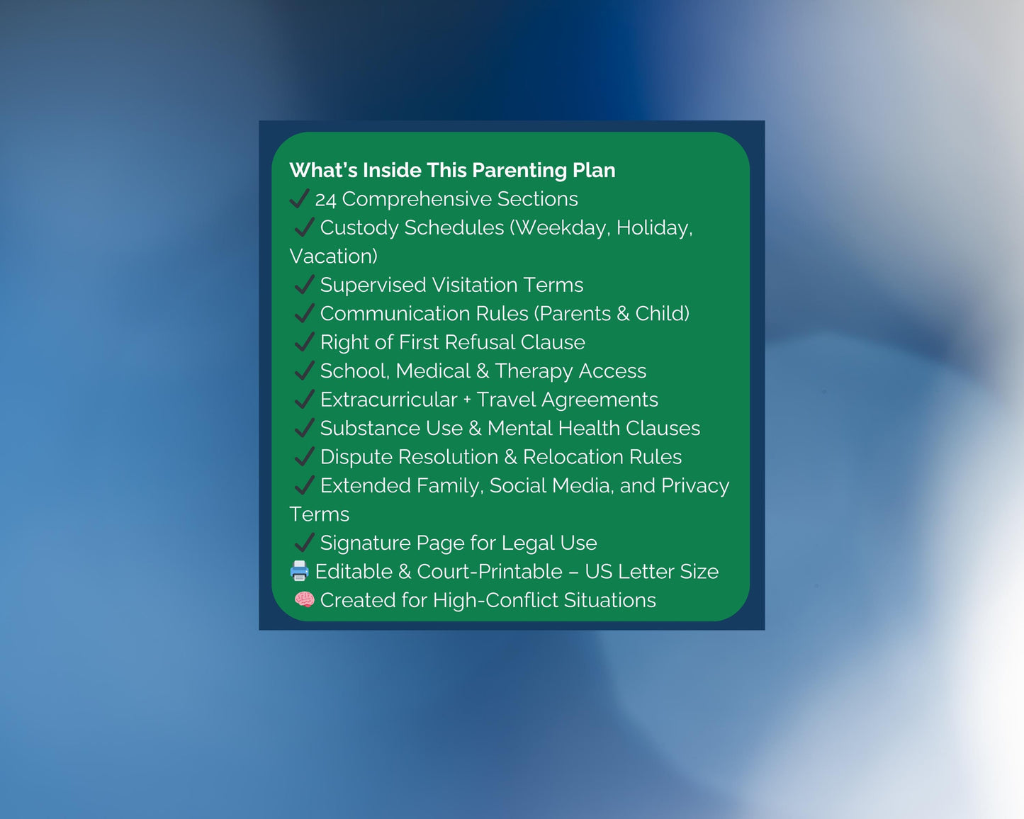 High-Conflict Parenting Plan Template