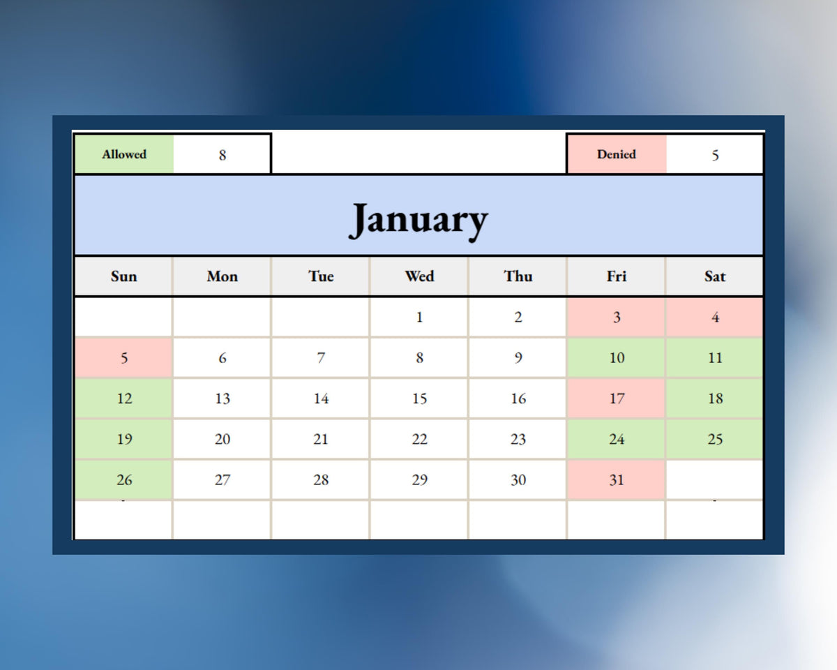 Visitation Tracker - Allowed vs Denied - Google Sheets