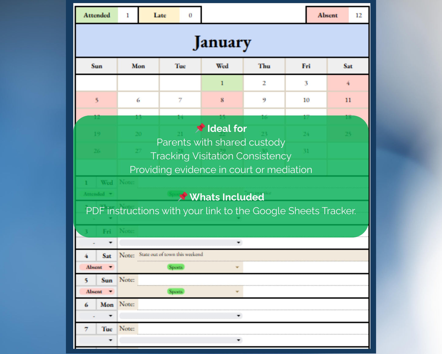 Extracurricular Attendance Tracker - Google Sheets