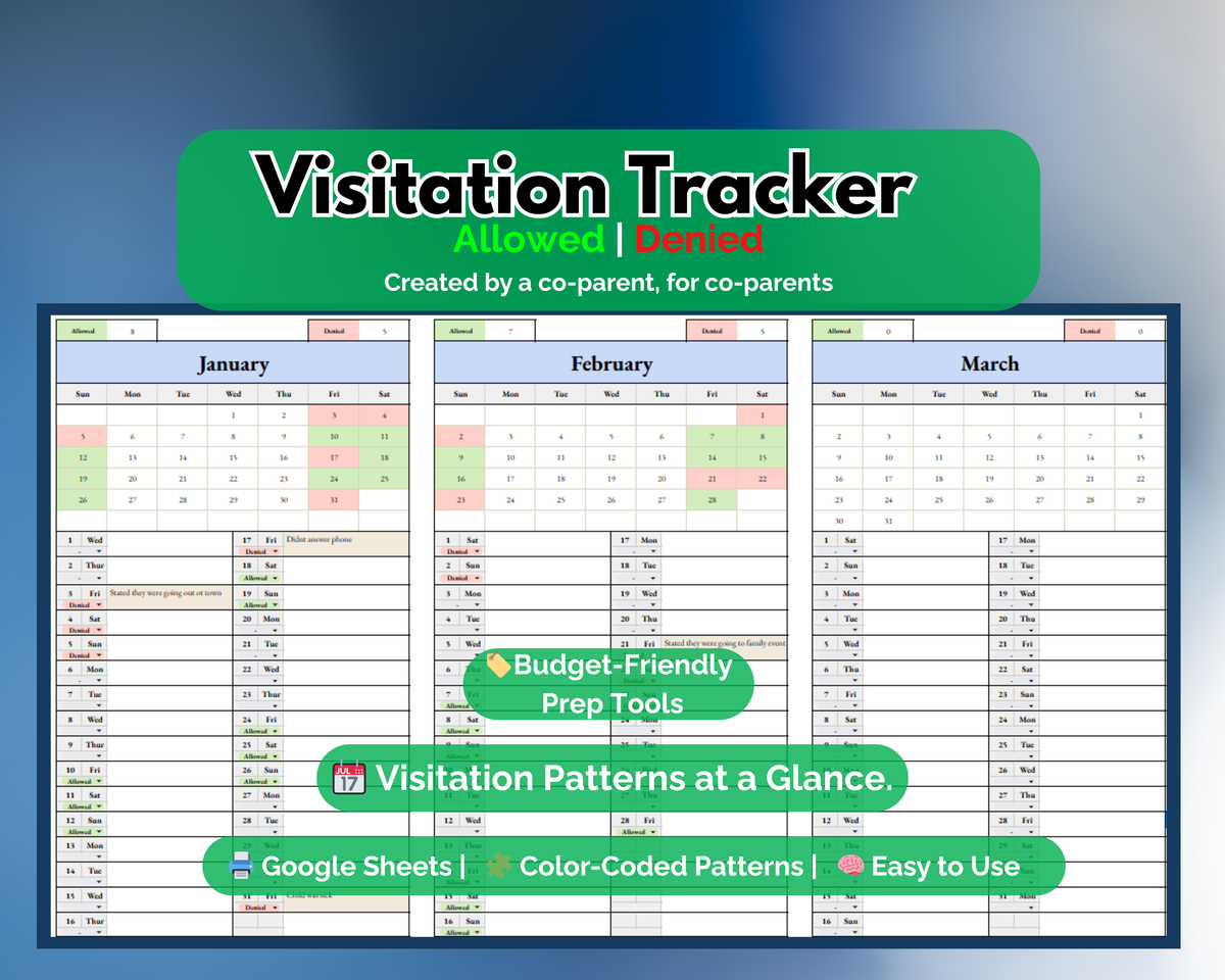 Visitation Tracker - Allowed vs Denied - Google Sheets