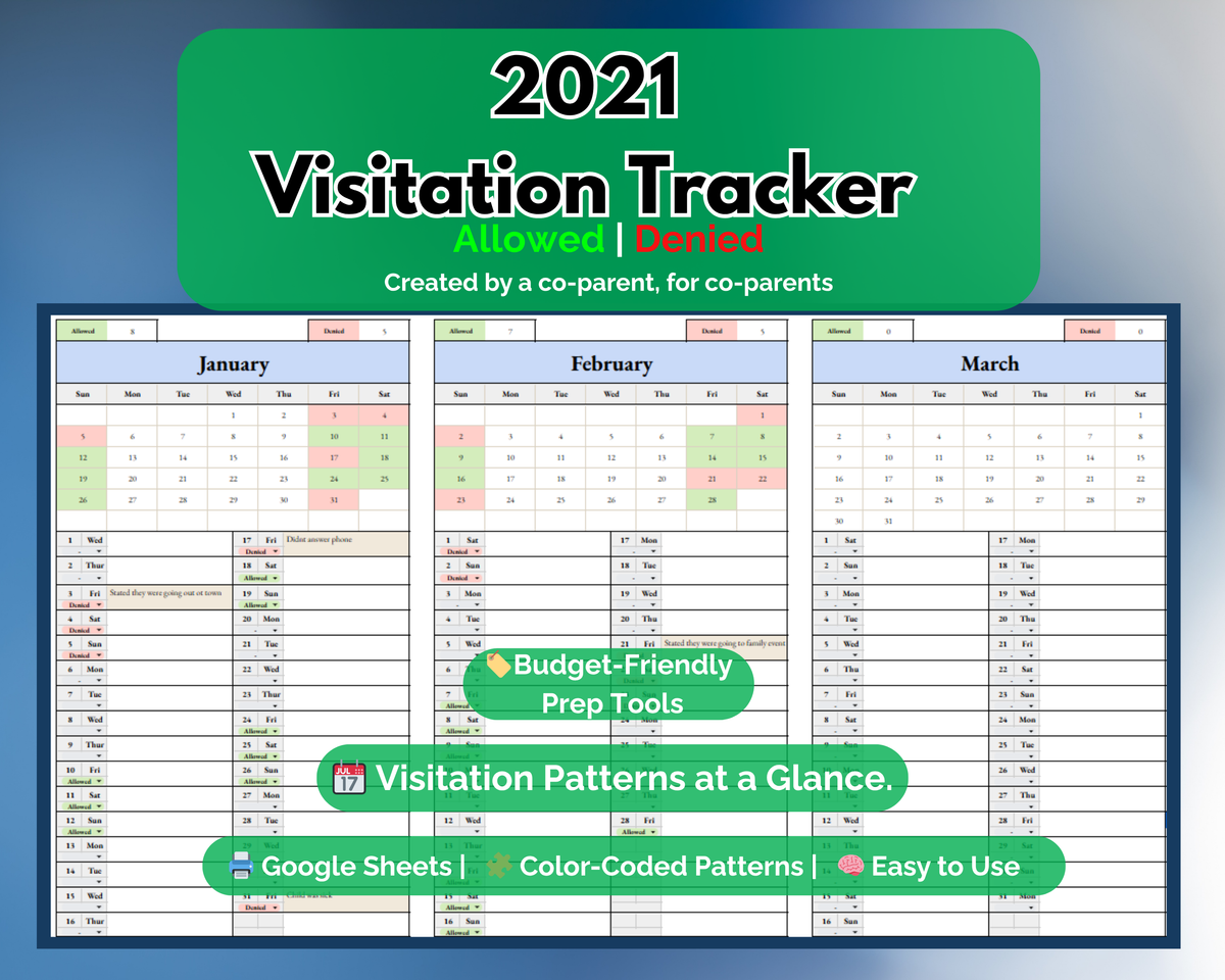 Visitation Tracker - Allowed vs Denied - Google Sheets
