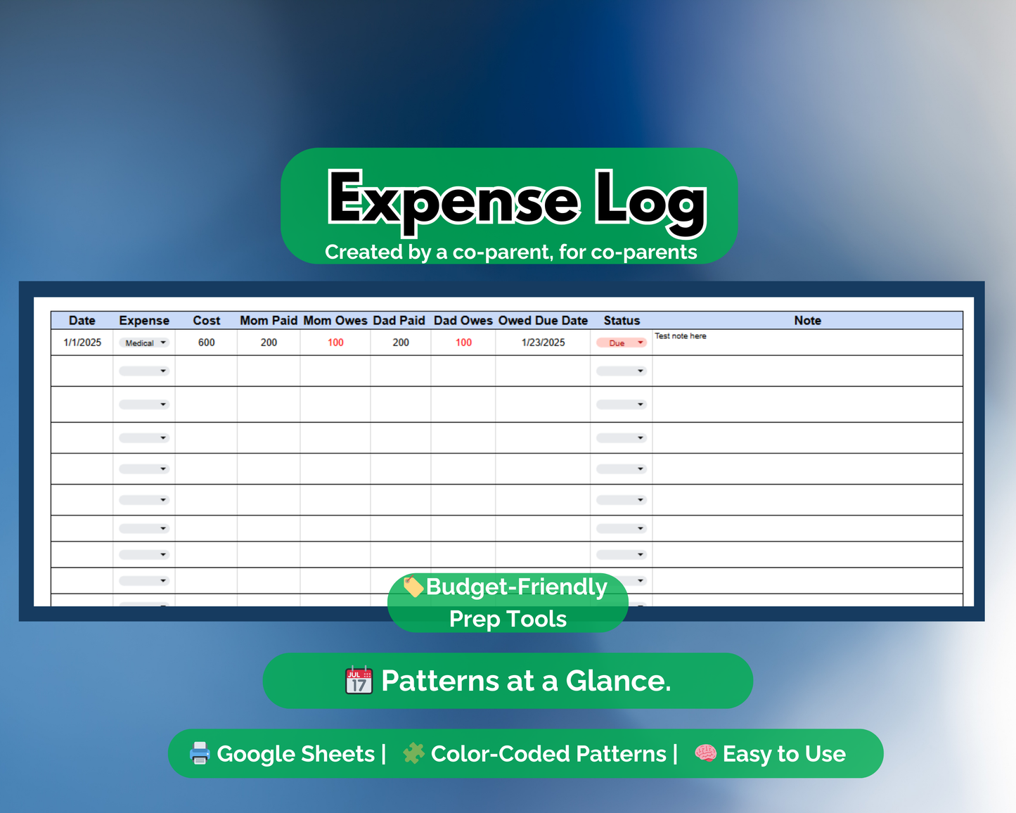 Child Custody Expense Tracker