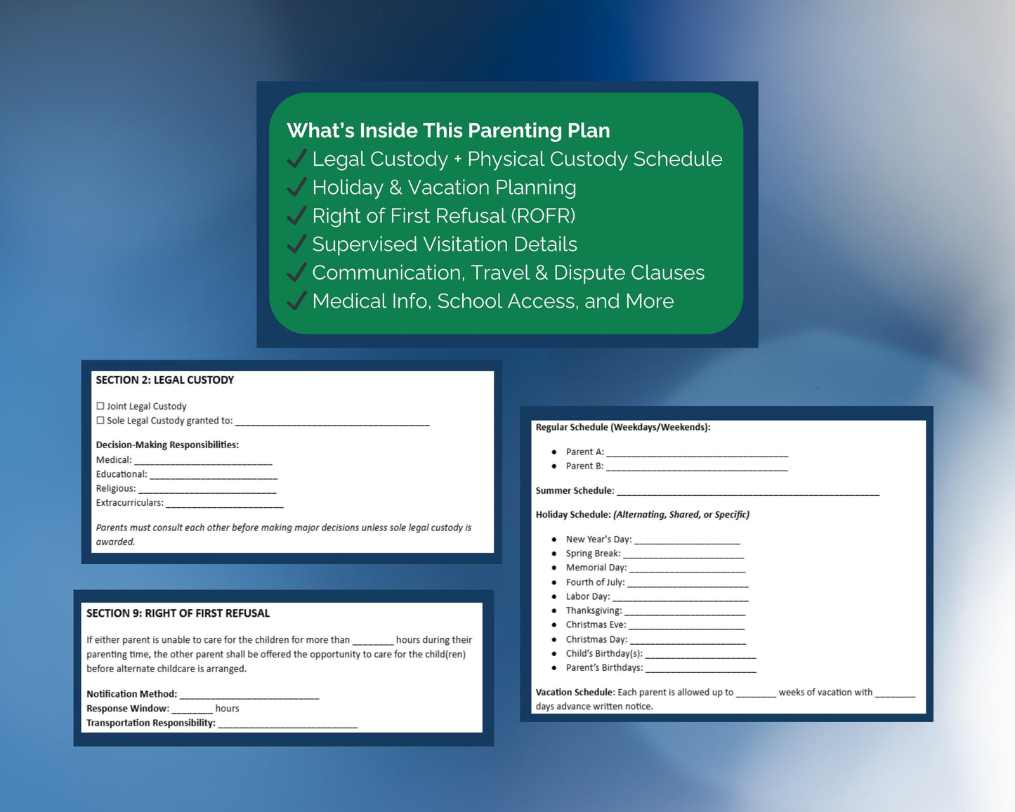 High-Conflict Parenting Plan Template