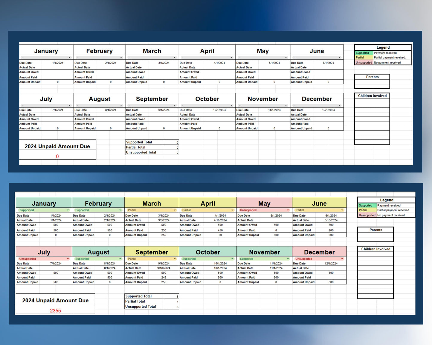 Court-Ready Co-Parenting Bundle | 2020-2026 Mega Tracker | Custody, Visitation, Contact, Support, Behavior & More (Google Sheets)