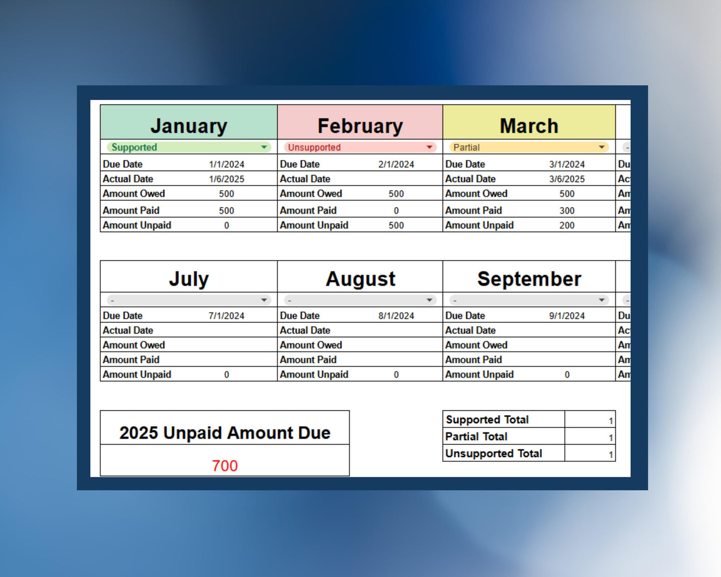 Child Support Payment Tracker - Editable Google Sheets Log