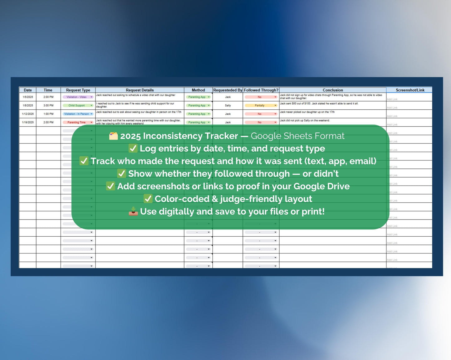 Inconsistency Tracker - Google Sheets