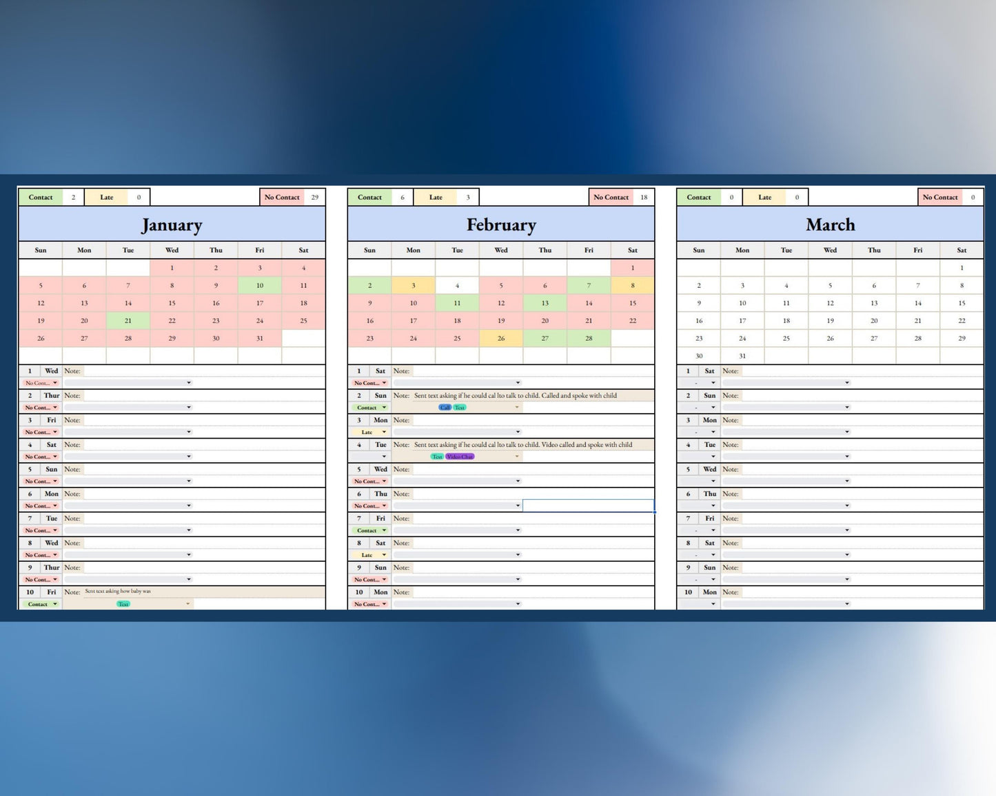 Contact Tracker - Phone, Text, Video Chat - Google Sheets